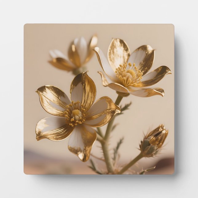 Golden Metallic Flowers Luxe Botanical Elegance Fotoplatte (Vorderseite)