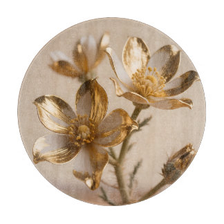 Golden Metallic Flowers Luxe Botanical Elegance Schneidebrett