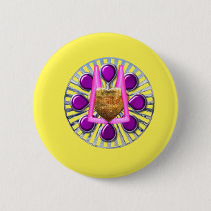 Golden Metallic Heart Stand Button