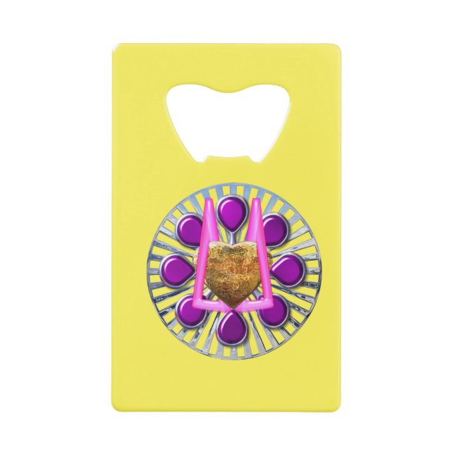 Golden Metallic Heart Stand Geldbeutel Flaschenöffner (Vorderseite)