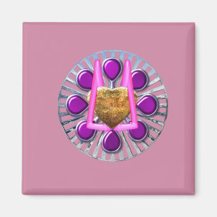 Golden Metallic Heart Stand Magnet