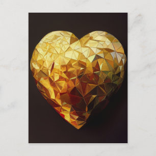 Golden Midas Touched Heart Glass Art Postkarte