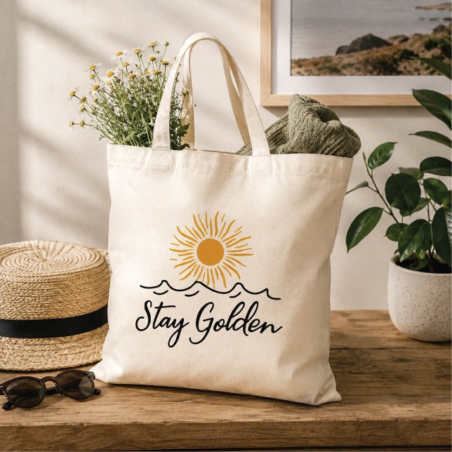 Golden Minimalistisch Tote Bag bleibe Tragetasche (Von Creator hochgeladen)
