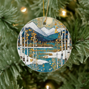 Golden Modern Aspen Mountains Keramik Ornament