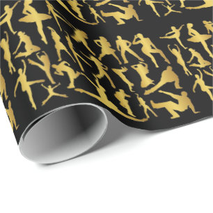 Golden Modern Classic Hip Hop Dance Black Geschenkpapier
