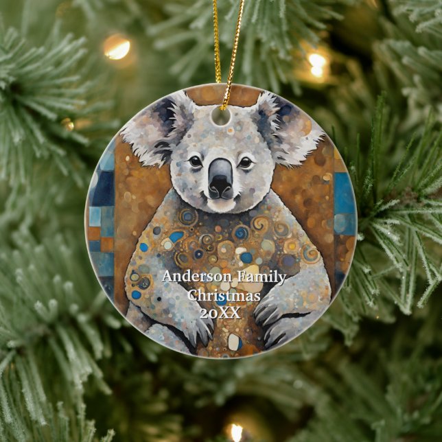 Golden Modern Koala Bear Keramik Ornament (Baum)