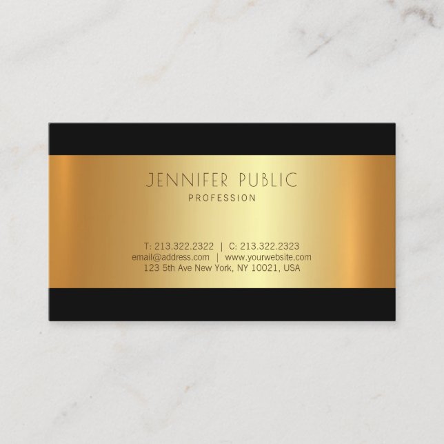 Golden Modern Modern modischer Glamour Visitenkarte (Vorderseite)