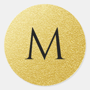 Golden Monogram Letter Gold Glitzer Sparkle Runder Aufkleber