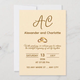 Golden Monogram Wedding Invitation Card Einladung