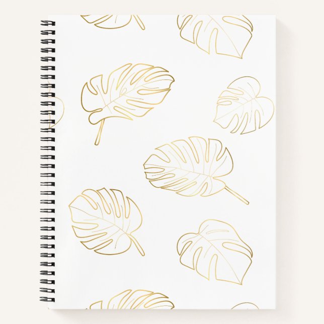 Golden Monstera Blätter Pattern Notebook Notizbuch (Vorderseite)