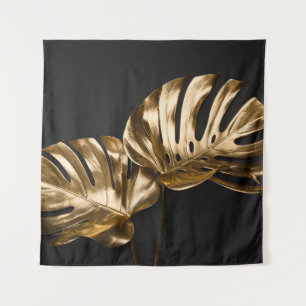 Golden Monstera: Luxuriöse künstlerische Kompositi Wandteppich