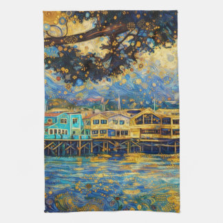 Golden Monterey Harbor Dreams Klimt-inspiriert Geschirrtuch