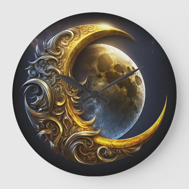 Golden Moon Astrologie Lehrerin spirituelle Große Wanduhr (Vorderseite)