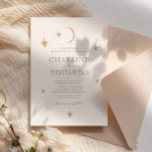 Golden Moon Celestial Boho Wedding Qr Code Einladung<br><div class="desc">Golden Sun Celestial Boho Wedding Qr Code</div>