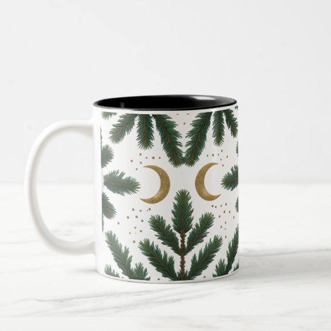 Golden Moon & Evergreen Pine – Luxury  Zweifarbige Tasse (Links)