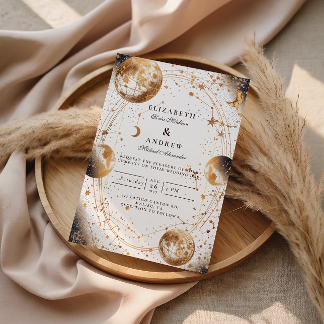 Golden Moonlit Celestial Wedding Einladung (Von Creator hochgeladen)