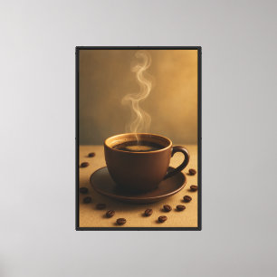 Golden Morning Brew – Cozy Coffee Steam Art Leinwanddruck