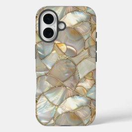 Golden Mosaic Style Mother Pearl Protective iPhone 16 Hülle