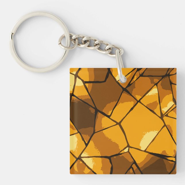 Golden Mosaik Glaskunst Schlüsselanhänger (Vorderseite)