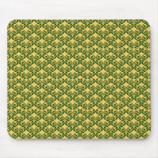 Golden Moss Damask Bows Mousepad (Vorne)