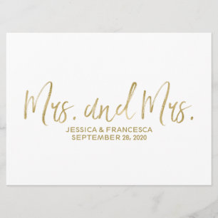 Golden "Mrs. and Mrs." Lesbian Wedding Sign Einladung