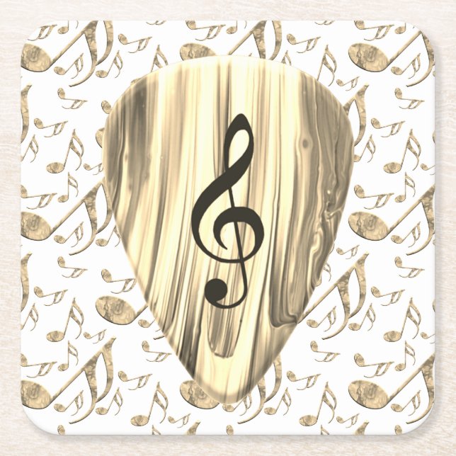 Golden Music Pick – Treble Clef Art Rechteckiger Pappuntersetzer (Vorderseite)