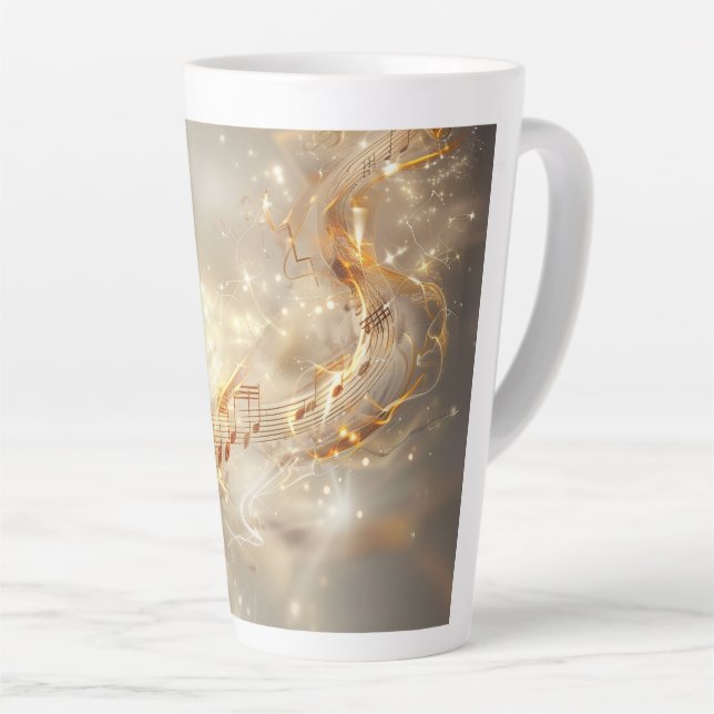 Golden Musical Notes Digital Art Milchtasse (Rechte Ecke)