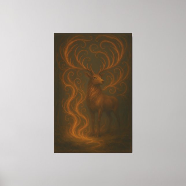 Golden Mystic Deer – Fine Art Collection   Leinwanddruck (Vorderseite)
