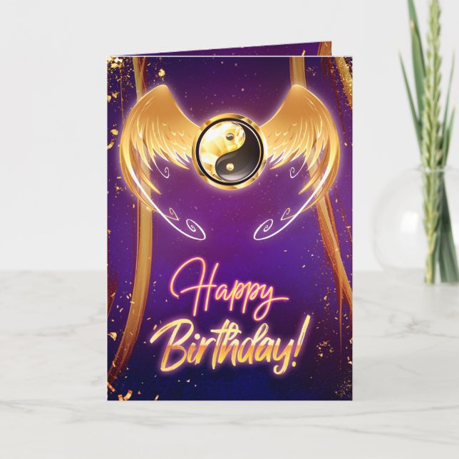 Golden Mystic Lila Yang Yang Birthday Card Karte (Vorderseite)