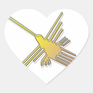 Golden Nazca Lines Hummingbird Herz-Aufkleber