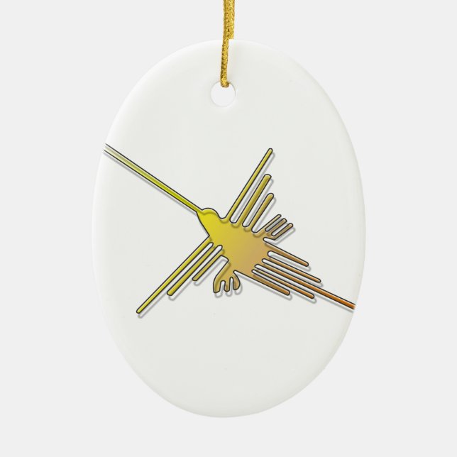 Golden Nazca Lines Hummingbird Keramikornament (Vorne)