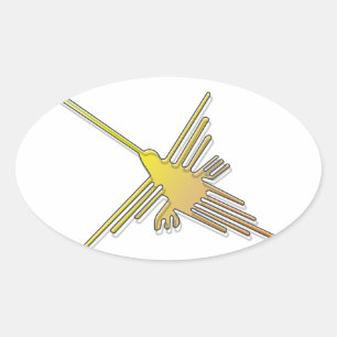 Golden Nazca Lines Hummingbird Ovaler Aufkleber