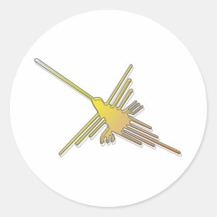 Golden Nazca Lines Hummingbird Runder Aufkleber