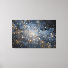 Golden Nebula Sparkles Midnight Blue Cosmos Leinwanddruck