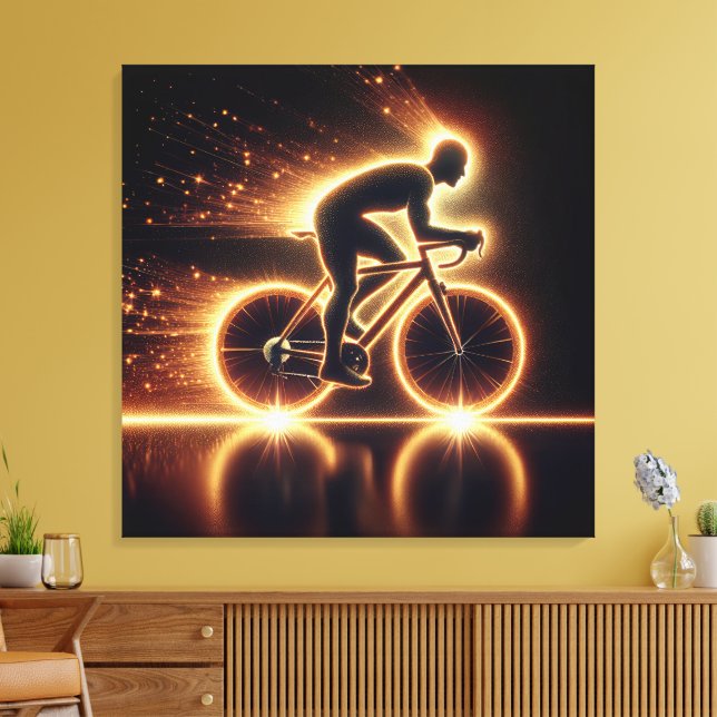 Golden Neon Bicycle Leinwanddruck (Insitu (Wohnzimmer))