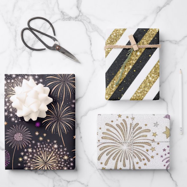 Golden New Year  Geschenkpapier Set (Vorderseite)