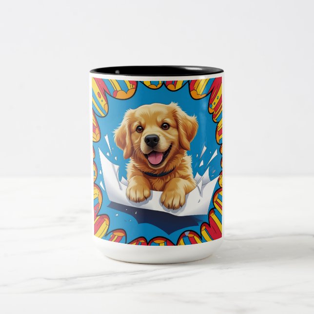 Golden Niedlich Dog Zweifarbige Tasse (Mittel)