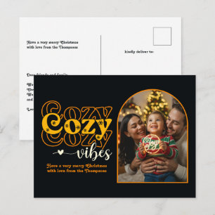 Golden Night Cosy Vibes Retro Weihnachts-Foto Feiertagspostkarte