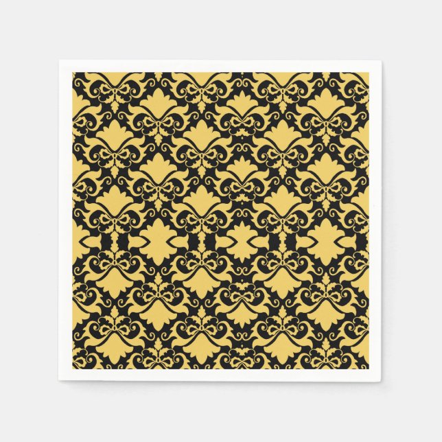 Golden Night Damask Bows Serviette (Vorderseite)