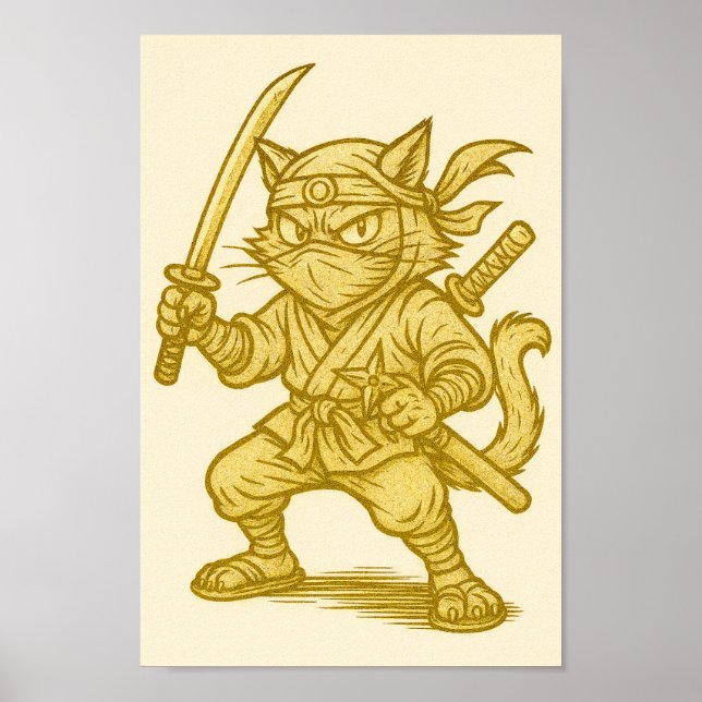 Golden ninja cat poster (Vorne)