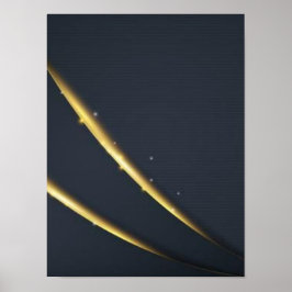Golden Noir Minimal Lines Wall Art – Black & Gold  Poster