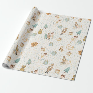 Golden Nutcracker & Ballerina Design Geschenkpapier