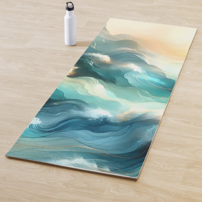 Golden Ocean Flow Abstract Waves Yogamatte (Beispiel)