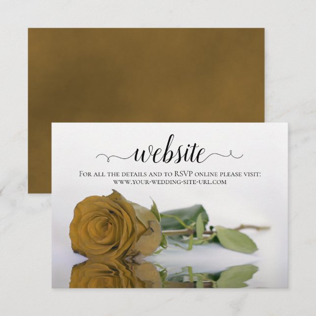Golden Ochre Rose Elegante Hochzeitswebsite Begleitkarte (Vorne/Hinten)
