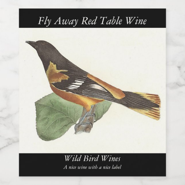Golden oder Baltimore Oriole (Icterus galbula) Weinetikett (Einzelnes Label)