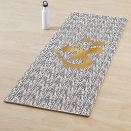 Golden "Ohm" Symbol auf schwarzem Zig Zag Muster Yogamatte