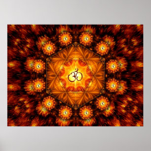 Golden Om Fraktal mandala Poster