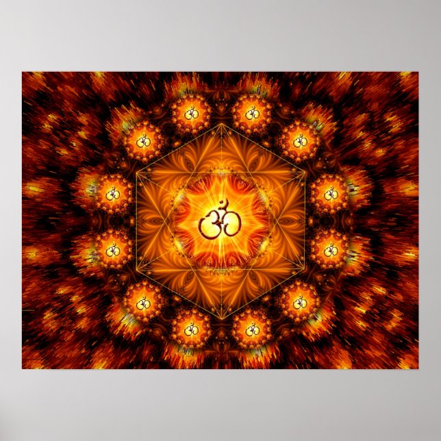 Golden Om Fraktal mandala Poster (Vorne)