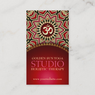 Golden OM Sun Yoga Reiki Red Business Cards Visitenkarte