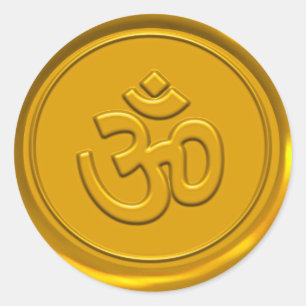 Golden Om Wax Siegel Runder Aufkleber
